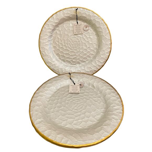 Akcam Metallic Silver & Gold Textured 12.5in Plate Charger Set of 2 New - Picture 1 of 14